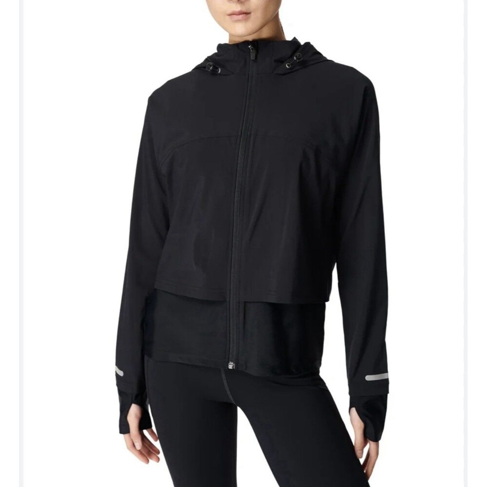 Sweaty Betty Fast Track Running Hooded Jacket Black Water Resistant Hoodie XS